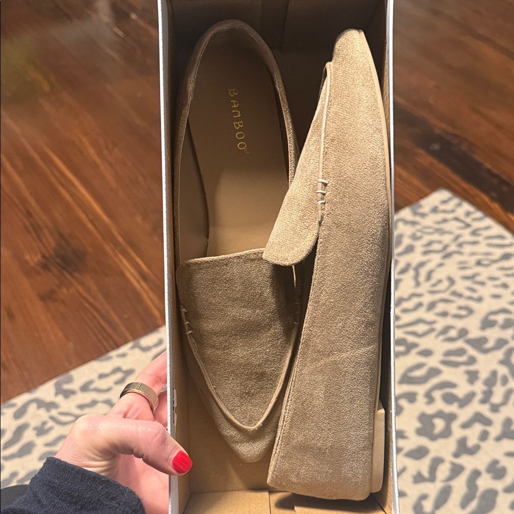 BAMBOO Women's Beige Suede Loafers